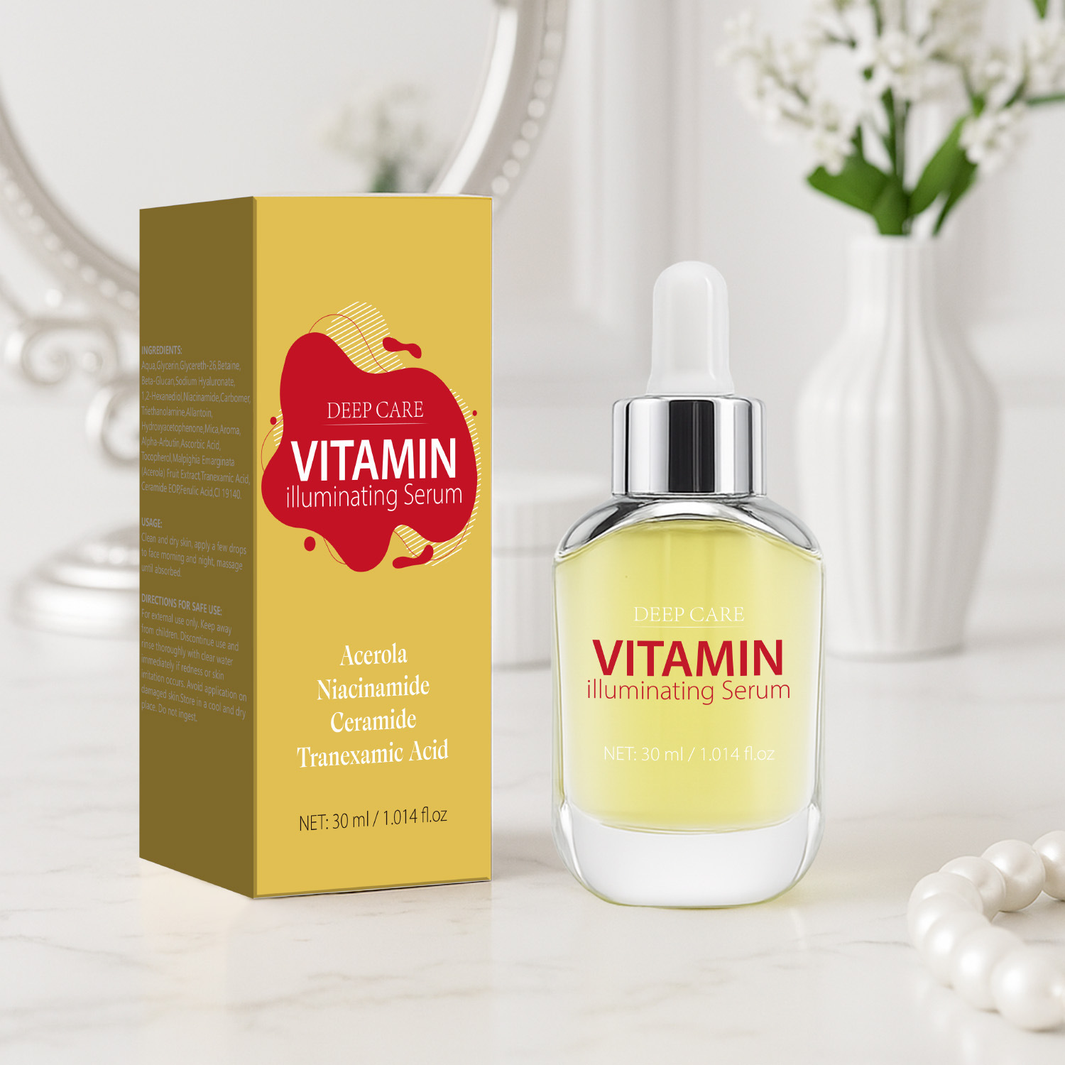 Cross-Border Vitamin Brightening Moisturizing 30ml Illuminating Serum Oil Balancing Neutral Packaging for Women