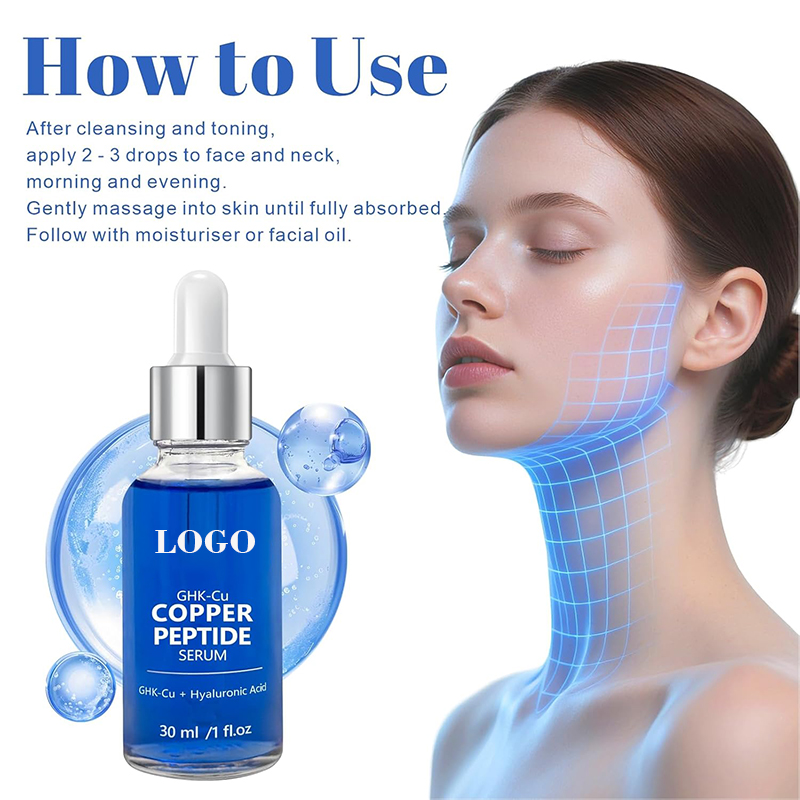 OEM Custom Private Logo Face Skin Care Anti Aging Reduce Fine Lines and Wrinkles Ghk-Cu Copper Peptide Serum