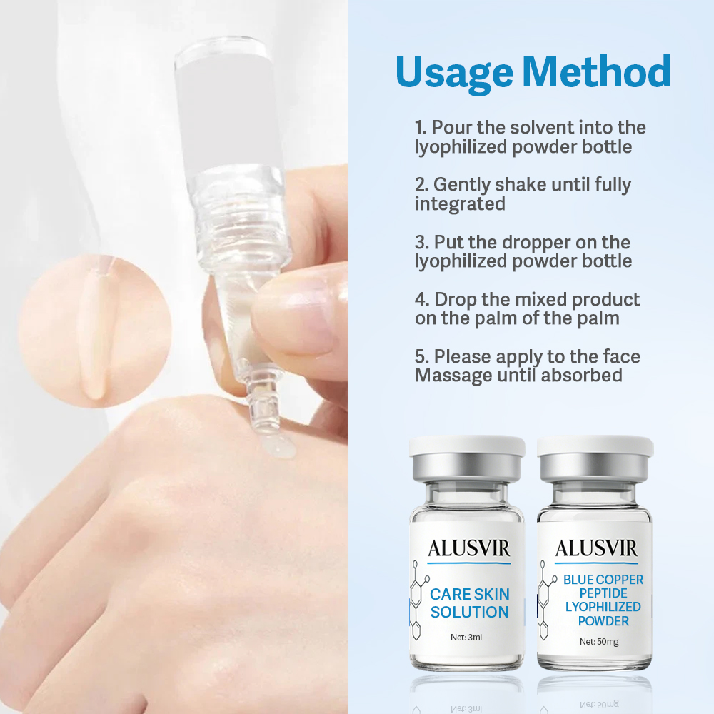 Private Label Blue Copper Peptide Lyophilized Powder Face Serum Set Skin Care Repairing Skin Barrier Moisturizing Anti Aging