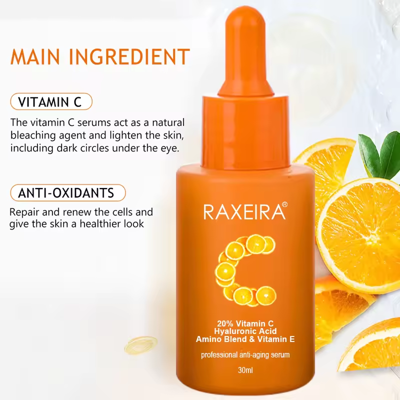 OEM Natural Vitamin C Peptide Anti-Wrinkle Anti-Aging Facial Essence Whitening Liquid Skin Care Private Label Vitamin C Serum