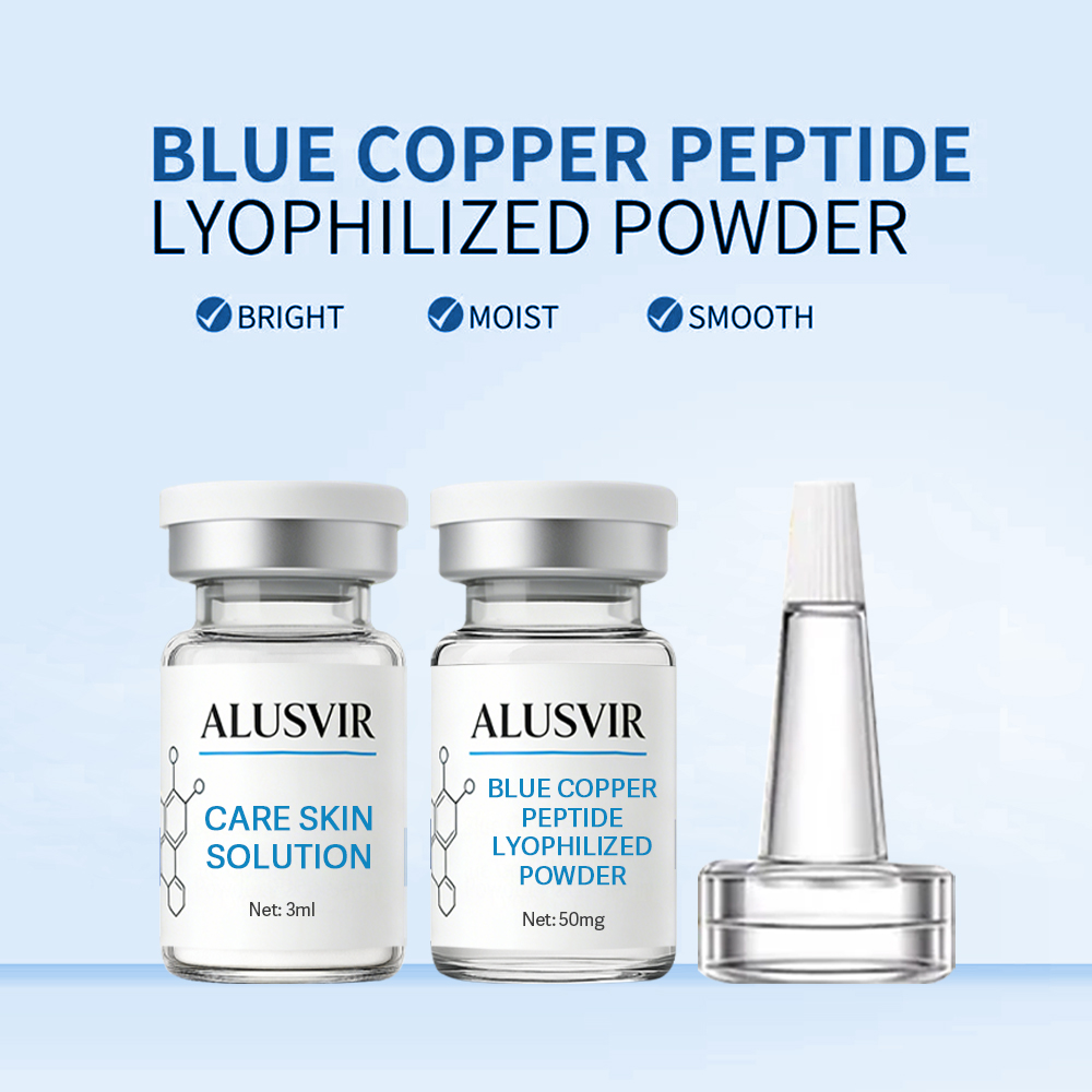 Private Label Blue Copper Peptide Lyophilized Powder Face Serum Set Skin Care Repairing Skin Barrier Moisturizing Anti Aging