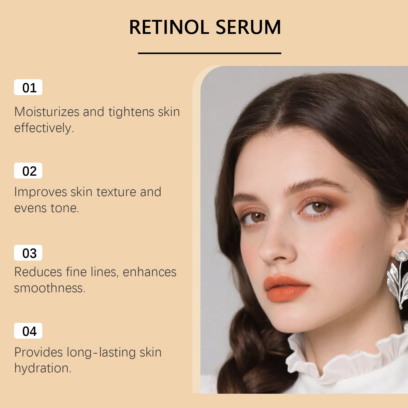 Wholesale Skincare Retinol Face Serum with Vitamin Anti-Aging Firming Moisturizing Reduces Lines Wrinkles for Sensitive Skin
