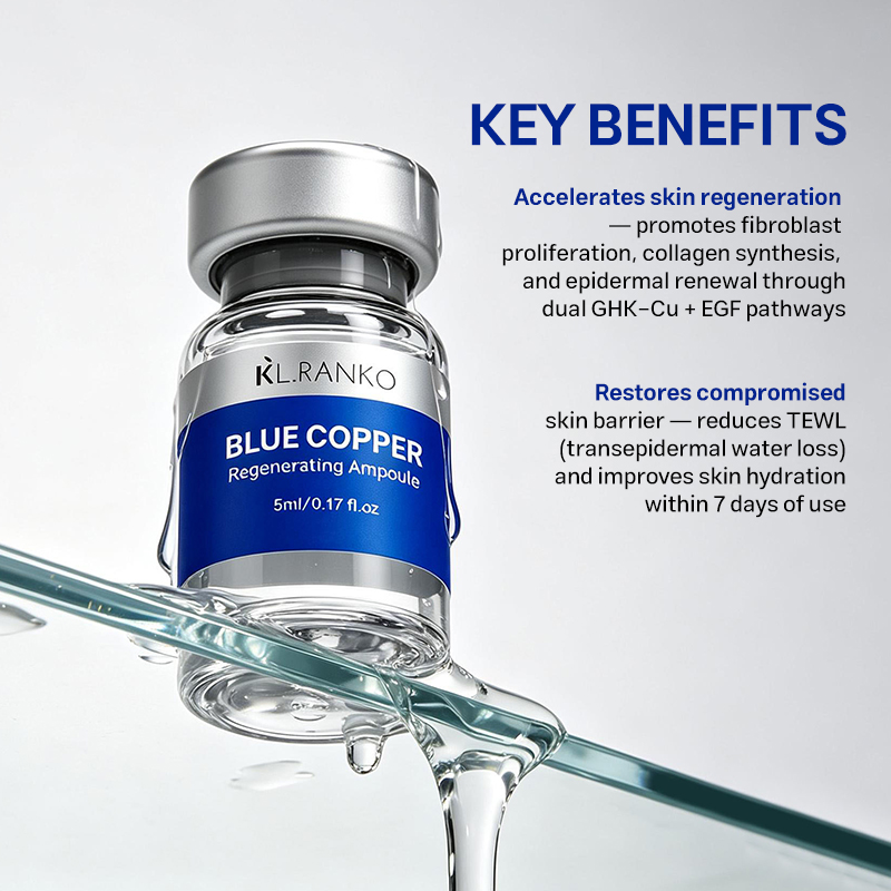 Custom Private Label GHK-Cu Blue Copper Peptide Ampoule Kit with EGF for Post Procedure Skin Repair Barrier Regeneration Serum