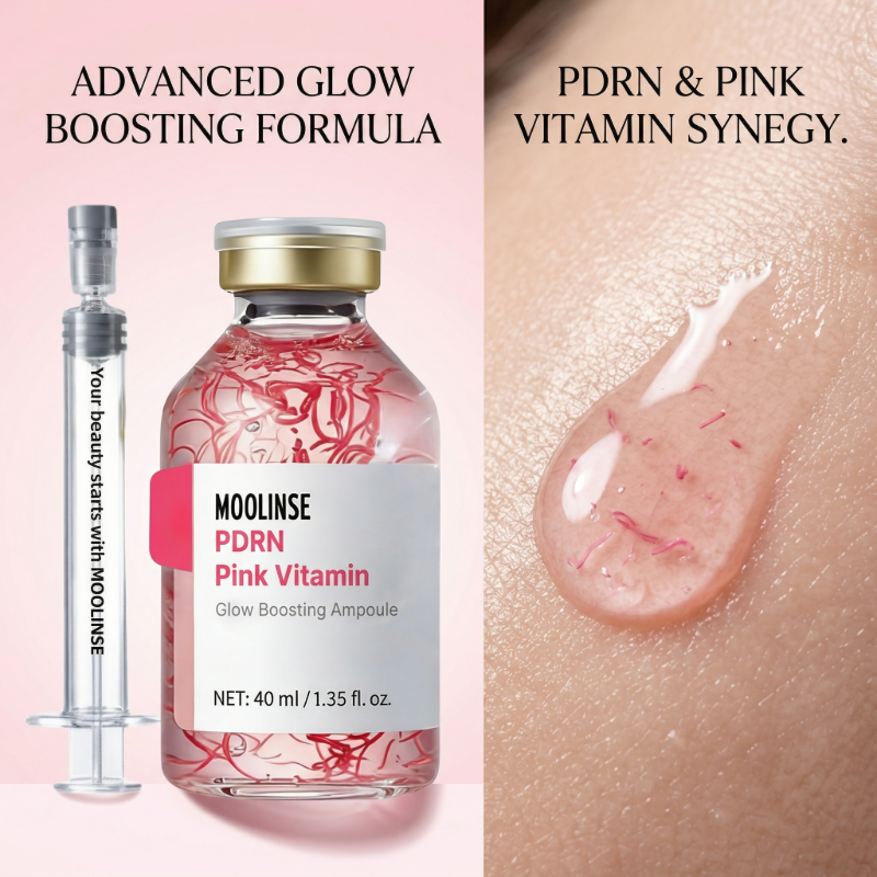 MOOLINSE Collagen Peptide Copper Peptides PDRN Vitamin B12 Glow Boosting Serum 10 Hyaluronic Acid | Korean Skincare OEM 40ml