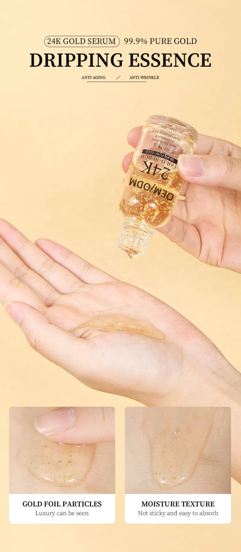 24K Gold Face Serum Repair and Protect Your Skin Essence with Retinol and Vitamin E