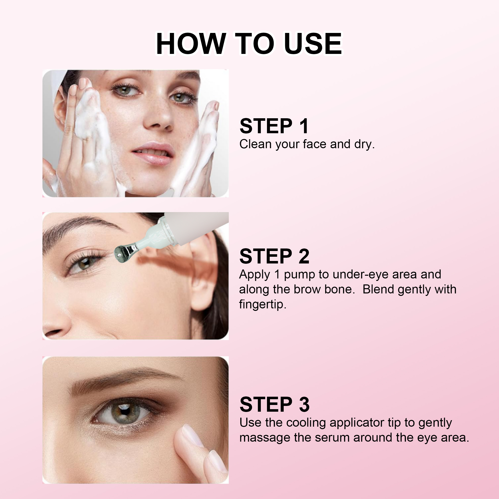 Custom Logo Peptides Eye Serum for Remove Eye Dark Circles Wrinkles Wholesale Organic Anti-Aging Repairing Eye Serum with Roller