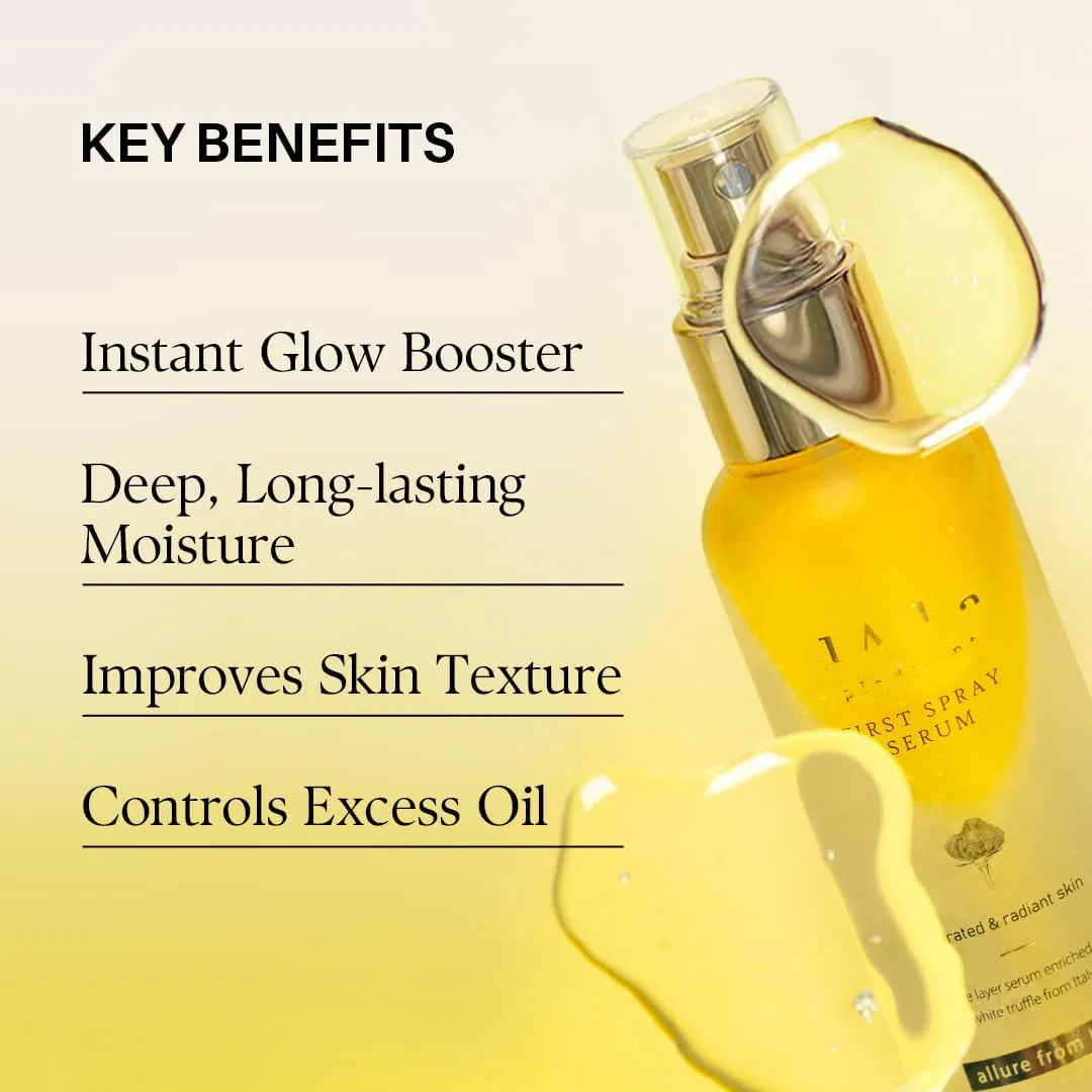 Italian White Truffle First Spray Serum, Vegan Skincare, Hydrating Facial Mist for Dry and Sensitive Skin, Glow Mist, Surfactant Free, Multifunctional Spray
