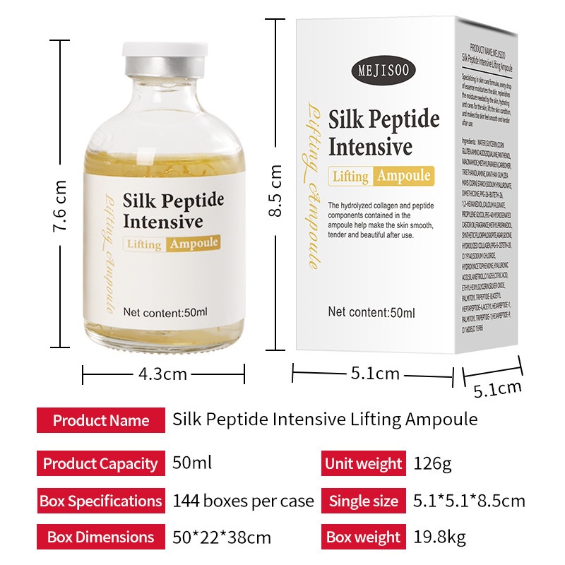 Wholesale Private Label Organic Silk Peptide Collagen Ampoule Serum Anti Aging Wrinkle Repairing Firming Moisturizing Face Serum