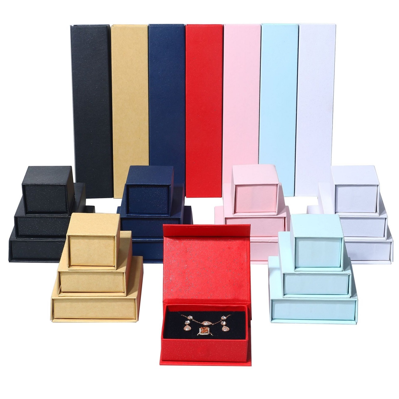Wholesale Factory Direct Sales Cardboard Jewelry boxes Custom Logo Design magnetic closure Necklace Ring Earring Jewelry boxes