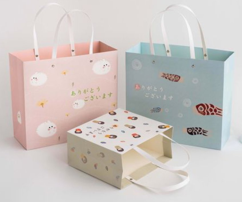 Eco-Friendly 100% Recycling Business Promotional Tote Package Custom Logo Printed Carrier Handbag Kraft Paper Cardboard Wrapping Gift Container Box