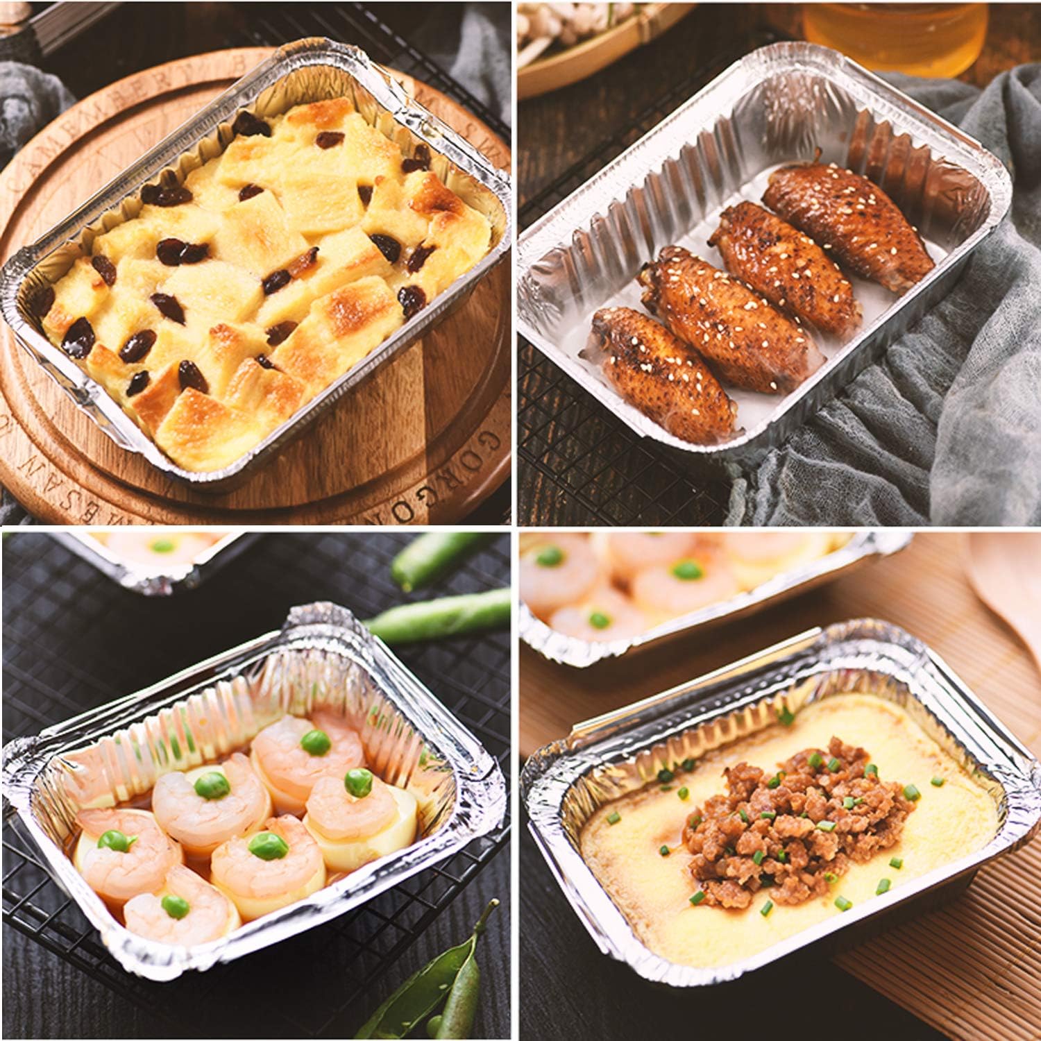 Hot Sale Aluminum Foil Container Food Packaging Disposable Cooking Take Away Tray Aluminum Foil Box with Lid