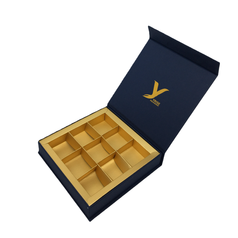 Food Grade Custom Logo Truffle Chocolate Packaging Paper Gift Boxes With Dividers Luxury Black Bonbon Chocolate Box