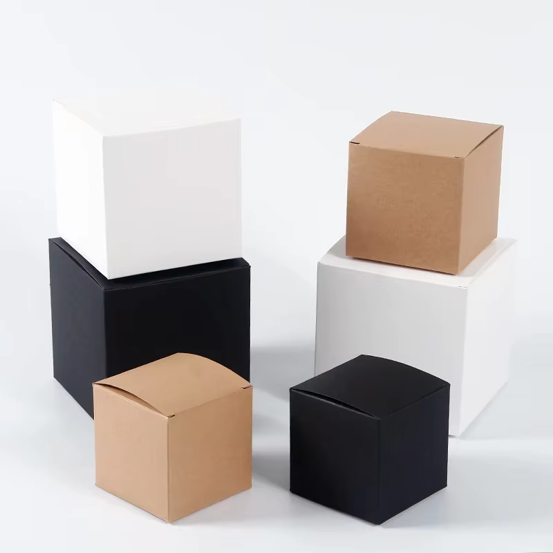 Custom Square Folding Paper Box Black White Brown Cardboard Box for Packaging Gift Box for Wedding Party Candy