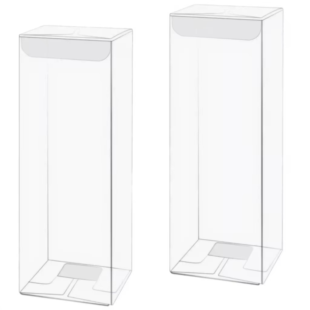 Clear Tall Rectangular PET Plastic Box Transparent Folding Case Cosmetic Lipstick Essential Oil Retail Display Packaging
