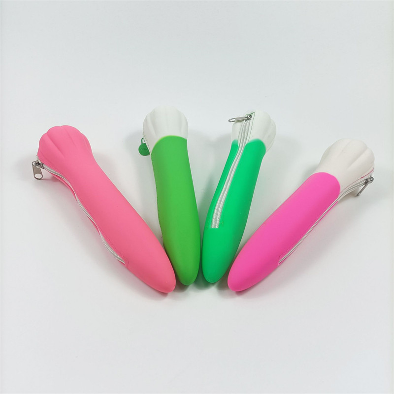 Promotional Gifts School Stationery Zipper Silicone Garlic Pen Case Student Pencil Box