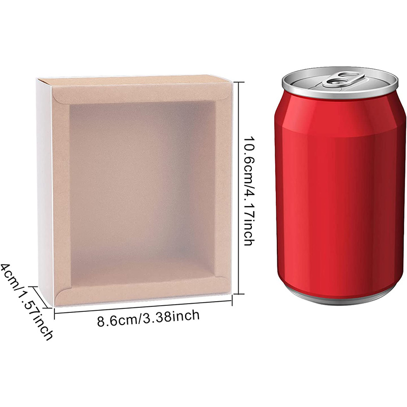 Kraft Paper Gift Boxes with PVC Frosted Cover Kraft Paper Drawer Box for Cake Cookie Candy Soap Snacks Wedding Party Favors