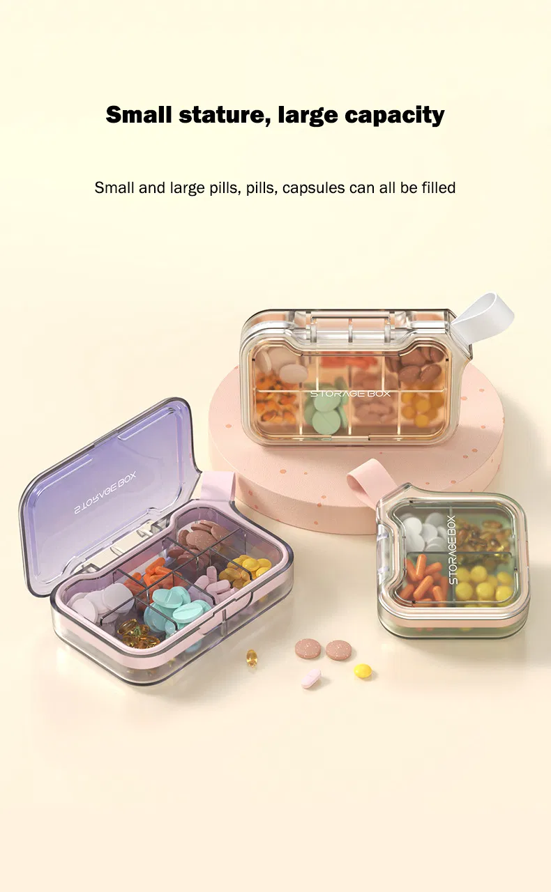 Portable Design 4 Grids Pill Box Organizer Outdoor Storage Case Promotional Gift