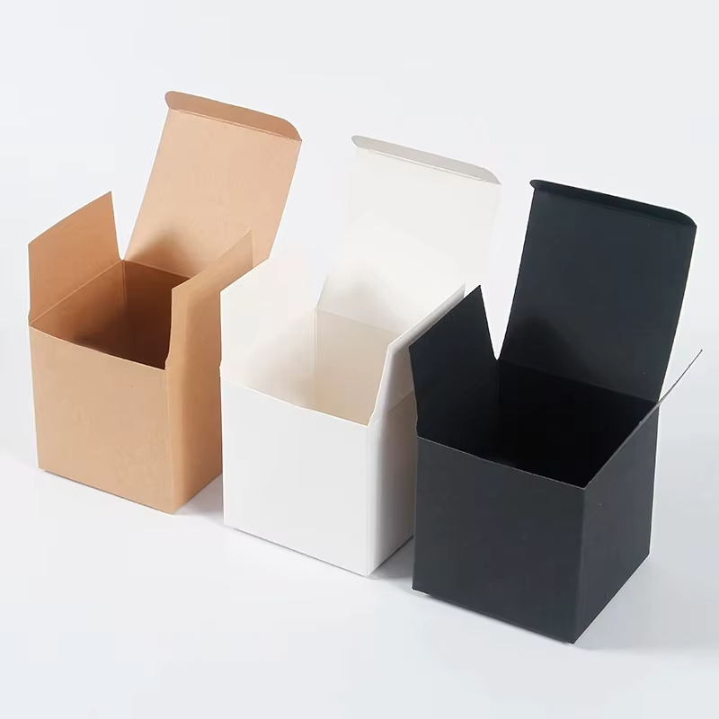 Custom Square Folding Paper Box Black White Brown Cardboard Box for Packaging Gift Box for Wedding Party Candy