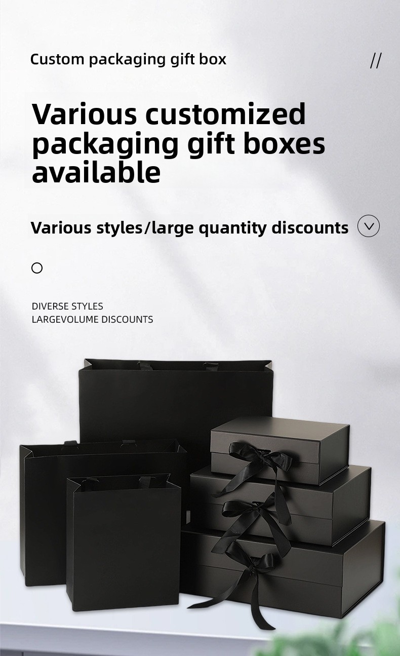 Specialty Paper Folding Gift Box Flip Magnetic Absorption Artistic Small Rectangular Valentine's Day Bow Packaging Printing