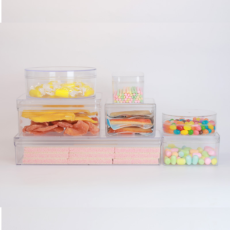 Aoyi Custom Recycled Materials PS Food Grade Plastic Box with Custom Color UV Printing for Dried Fruit Candy Snacks-Custom Sizes