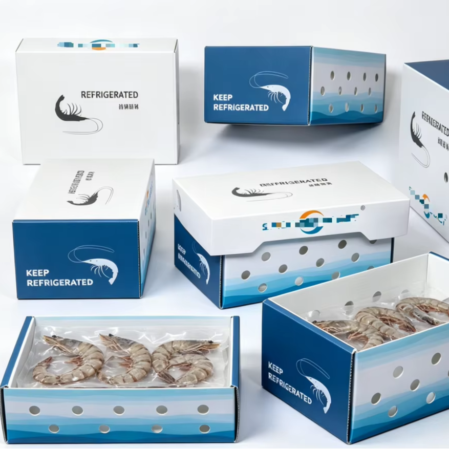 Custom Foldable 5mm Waterproof PP Plastic Shipping Box for Frozen Food Seafood Fish Shrimp Squid Rice Packaging
