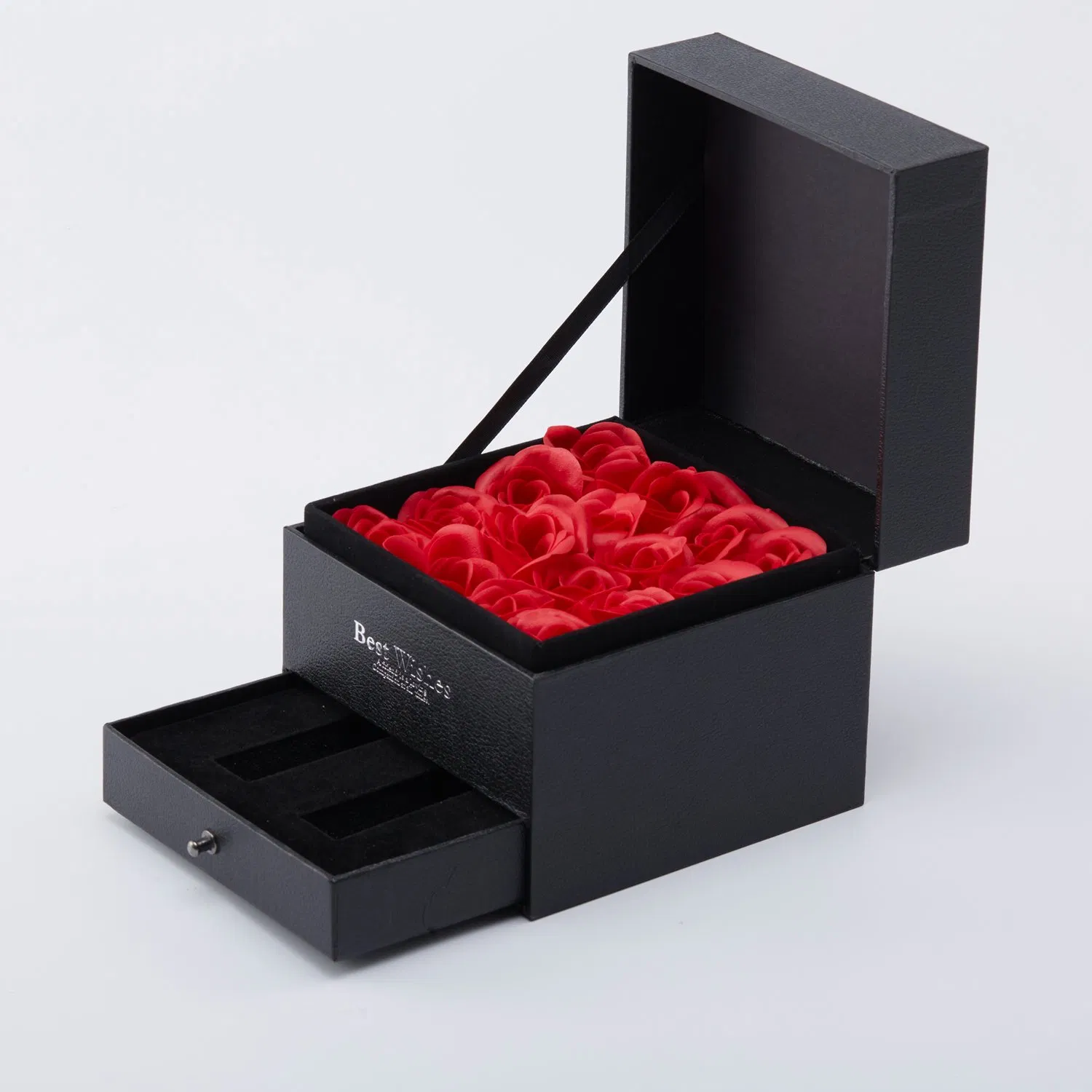 Factory Price Luxury Custom Jewellery Gift Box Hot Product Box Black Box Rose Flower Decorate