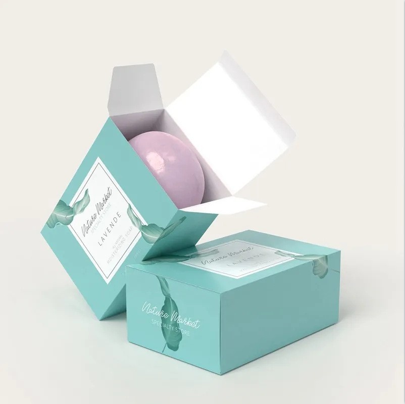 Custom Design Eco-Friendly Biodegradable Kraft Paper Cardboard Gift Small Handmade Soap Packaging Box With Window With Logo