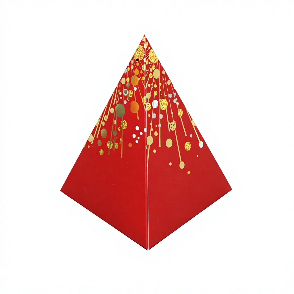 Custom Logo Pyramid Gift Box Triangle Paper Packaging Box Gold Foil Christmas Holiday Cardboard Box for Wedding Favors Candy