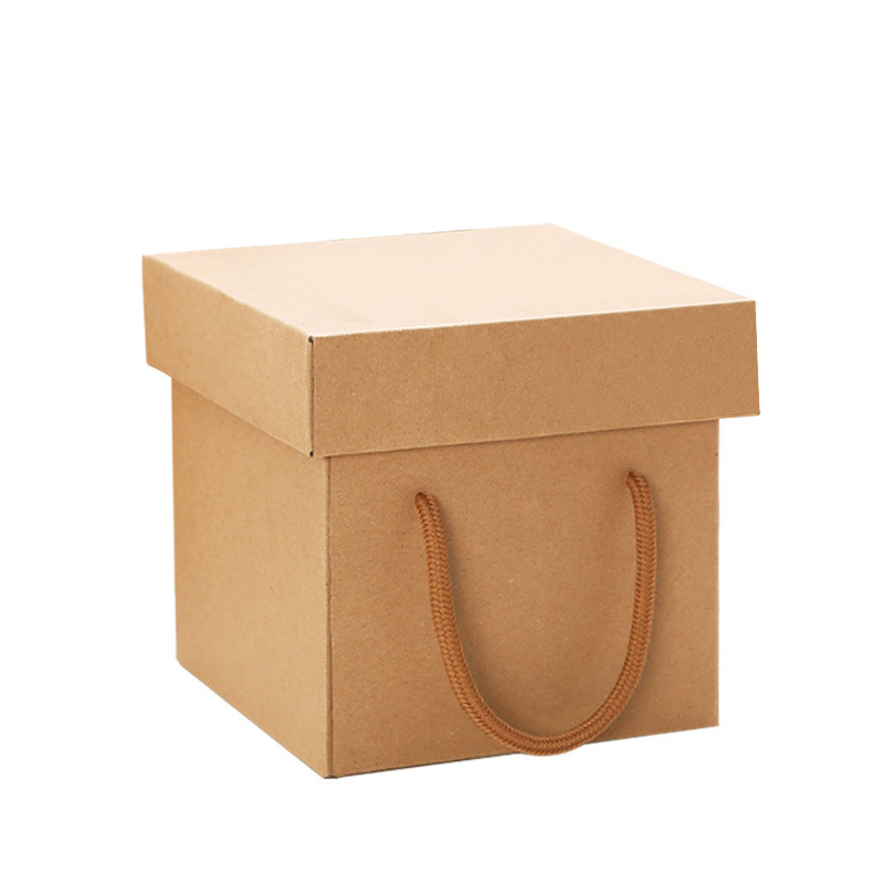 Cheap Brown Kraft Paper Square Gift Box Portable Gift Packaging Box for Candy Corrugated Packaging Box for Wedding