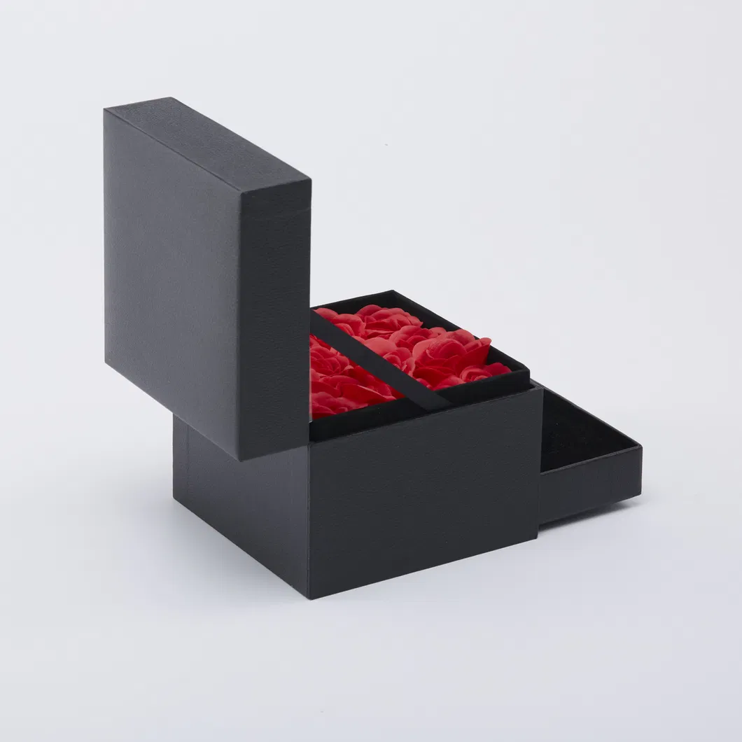 Factory Price Luxury Custom Jewellery Gift Box Hot Product Box Black Box Rose Flower Decorate