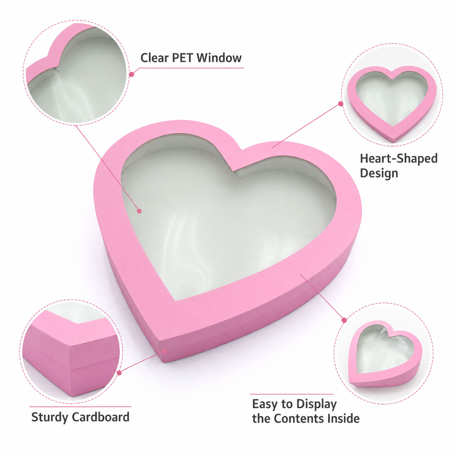 Big Cardboard Charcuterie Sweet Treat Chocolate Strawberry Heart Shaped Gift Box With Clear Window