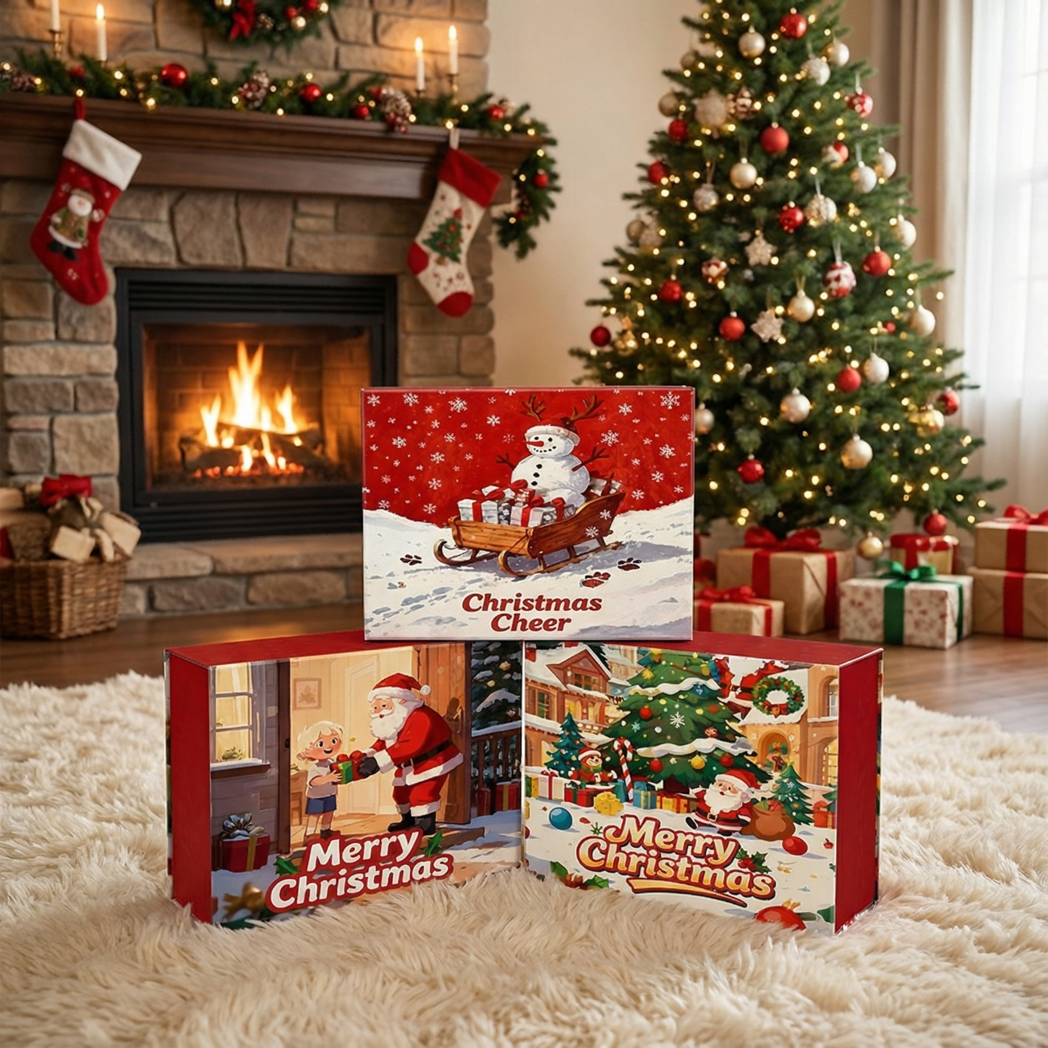 In Stock High-End Gift Box Creative Large Empty Folding Christmas Paper Package Box for Scarf Cup Holiday Packaging