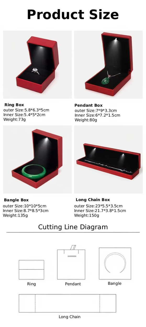 Factory Light Jewelry Box Wholesale Custom Logo Luxury LED Jewelry Box Small Ring Bangle Necklace Jewelry Box