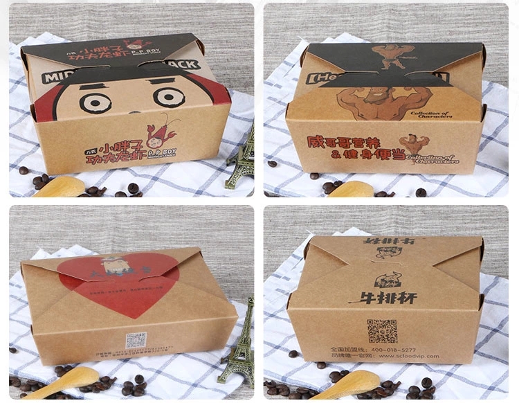 Custom Logo Paper Fried Chicken Box Fast Food Take Away Box Single PE Coated Double PE Coated PLA Coated Folders