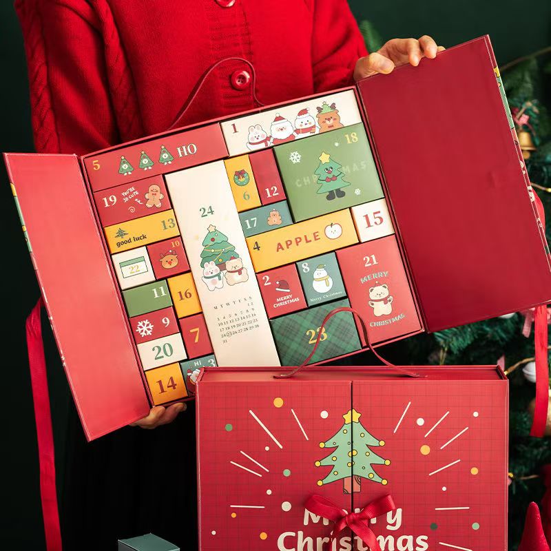 Custom Empty Advent Calendar 24 Day Cosmetic Packaging Box Luxury Magnetic Closure Christmas Advent Calendars Gift Boxes