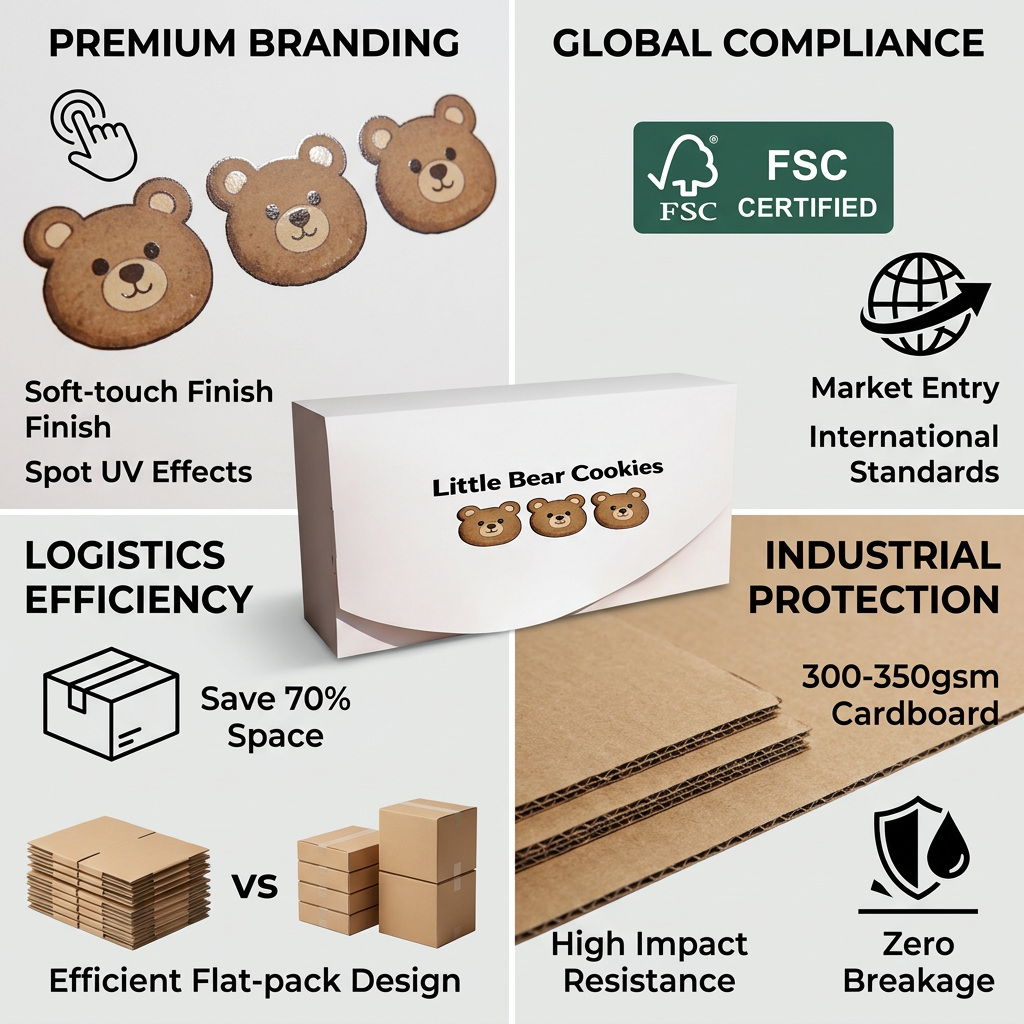 Custom Printed Mini Cute Cookie Packaging Boxes With Food Grade Cookies Boxes For Packaging Sweets Box