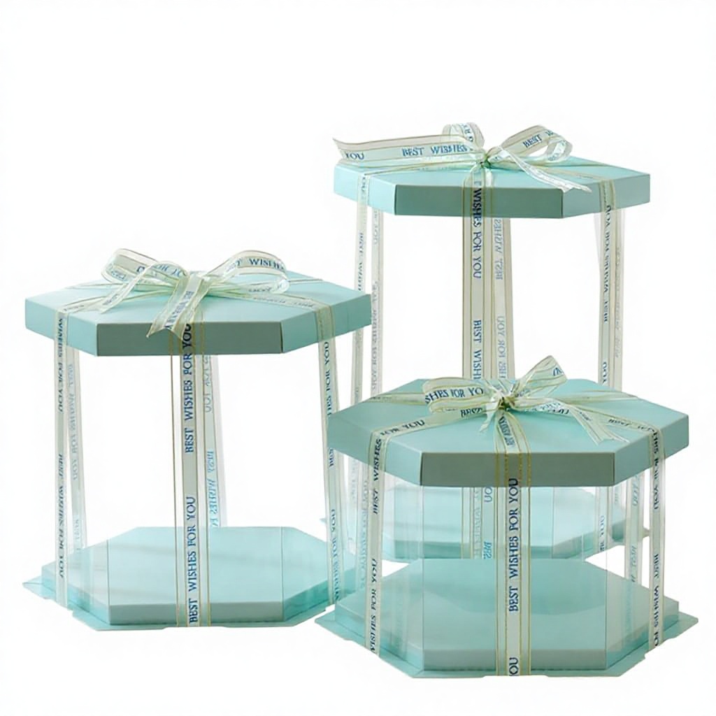 Custom Luxury Birthday Transparent Box Tall Cake Packaging Christmas Cake Boxes
