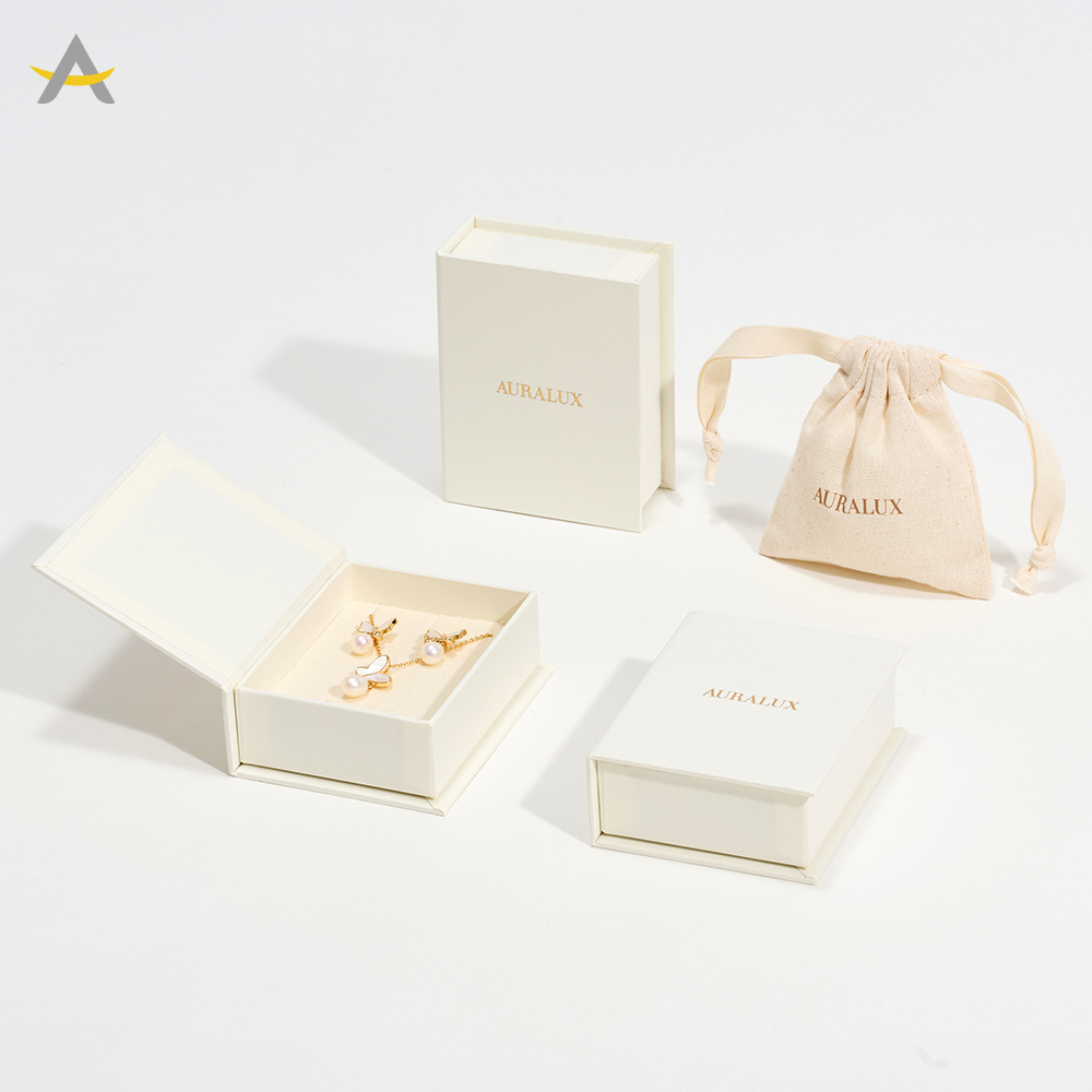 Auralux Custom Logo Reusable Book Style Paper Gift Earring Necklace Jewelry Packaging Box