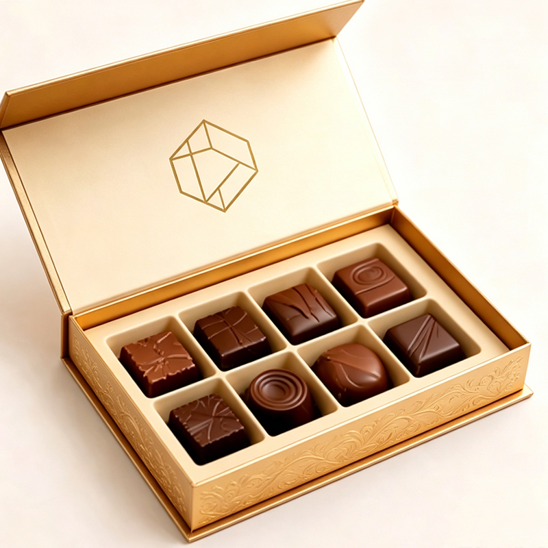 Foldable Chocolate Box Magnetic Lid Gift Paper Lash Boxes Confectionery Food &amp; Beverage Packaging Paperboard