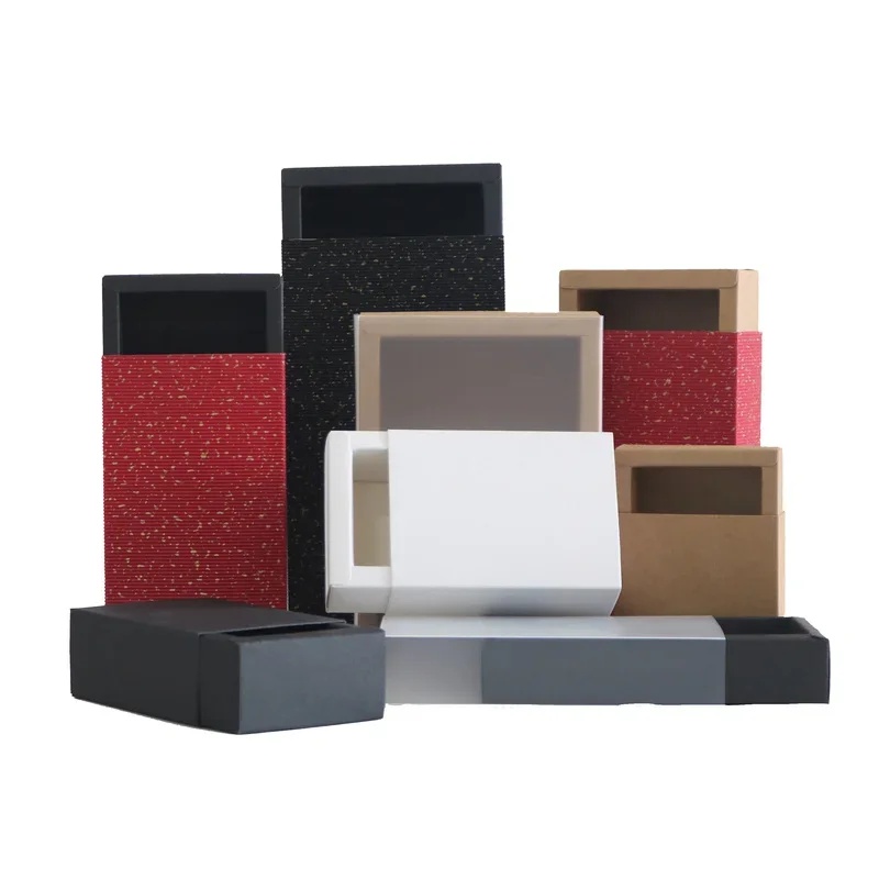 Good Kraft Paper Gift Boxes Clear PVC Window Delicate Drawer Display for Wedding Party Candies Packaging
