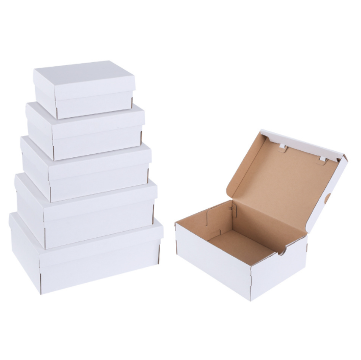 Custom White Rigid Paperboard Boxes Rectangle Gift Craft Packaging Set with Lid Open Display