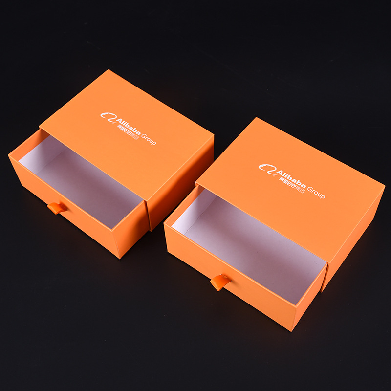 Custom Luxury Orange Rigid Cardboard Gift Box Matt Lamination Magnetic Closure Pull-Out Design For Jewelry Wallet Craft