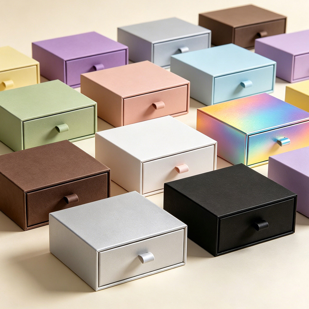 Custom Printed Drawer Paper Box Multi Size Rigid Cardboard Box for Gift &amp; Cosmetic Packaging