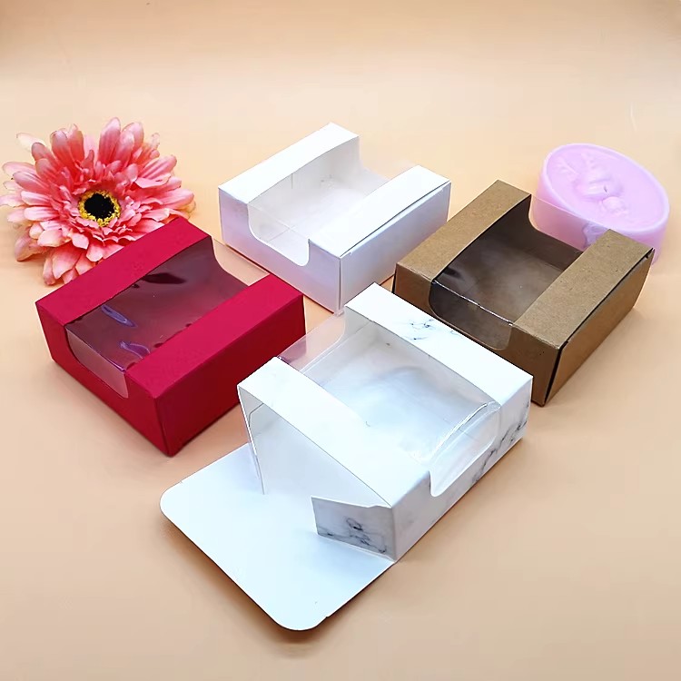 Modern Square Craft Paper Gift Box with Clear Window Eco-Friendly Packaging
