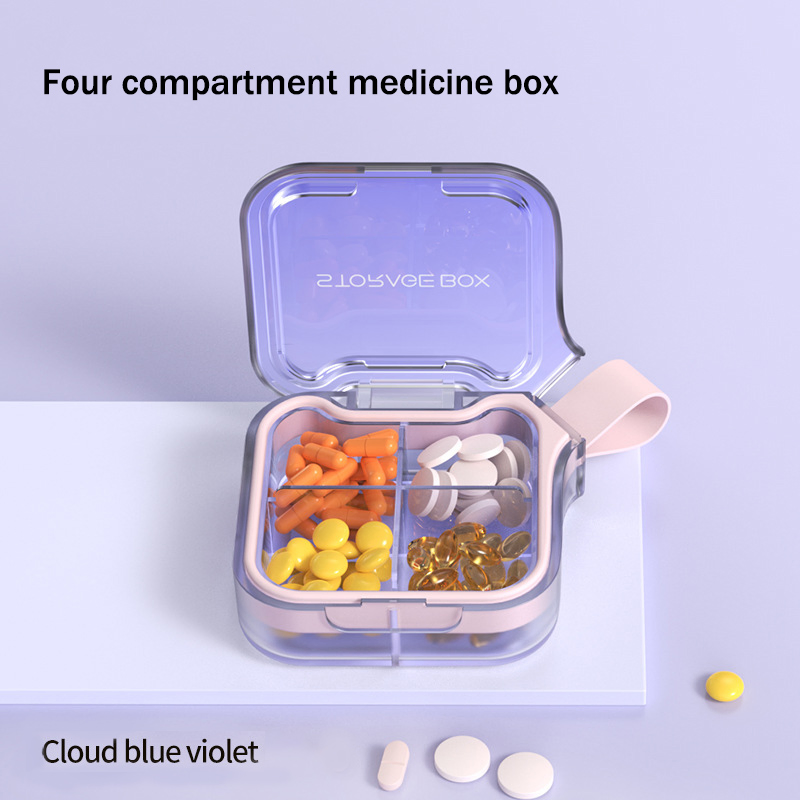 Portable Design 4 Grids Pill Box Organizer Outdoor Storage Case Promotional Gift