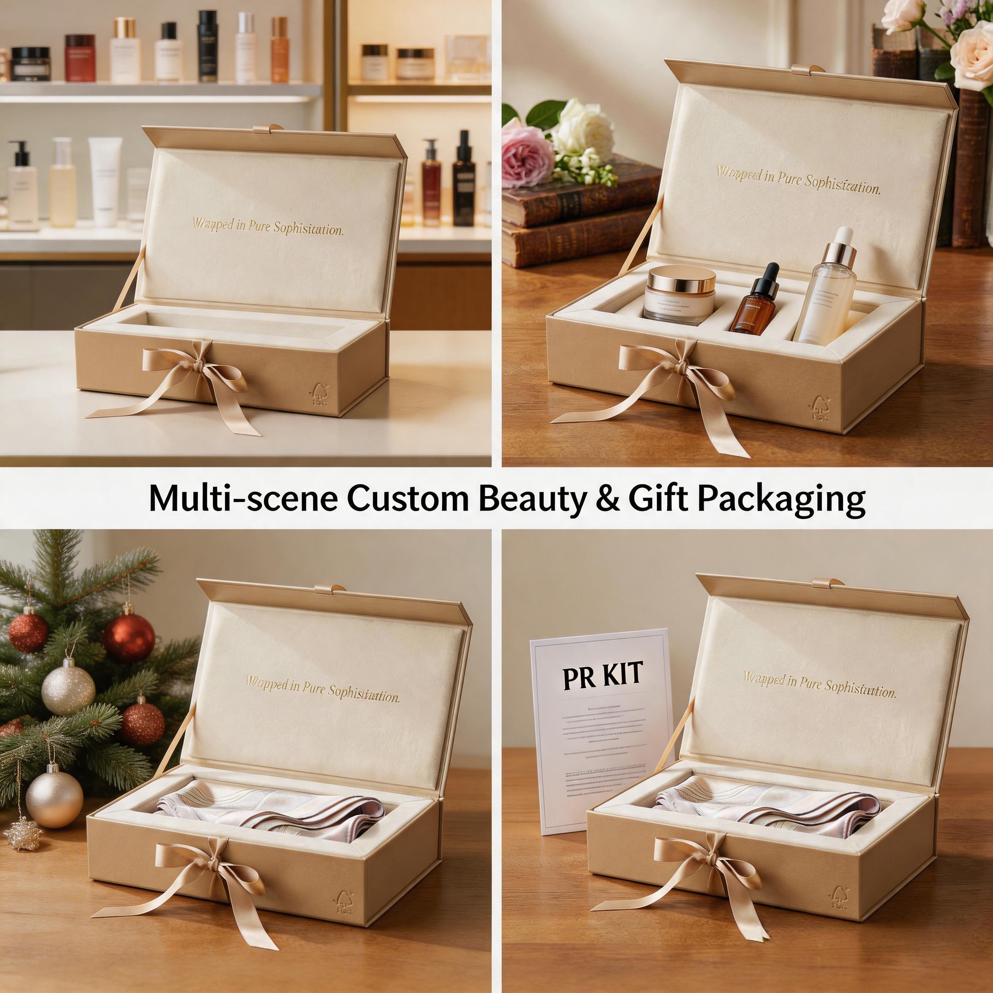 Custom Set Presentation Box With Global Shipping With for Wedding Gifts With With Foam Cutout With Silver Stamping With Supplier