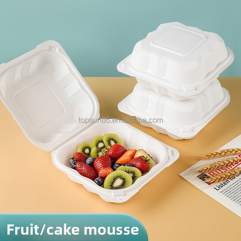 Black White Biodegradable Clamshell Takeout Containers MFPP Disposable Food Packaging Boxes for Hamburger Burger Lunch