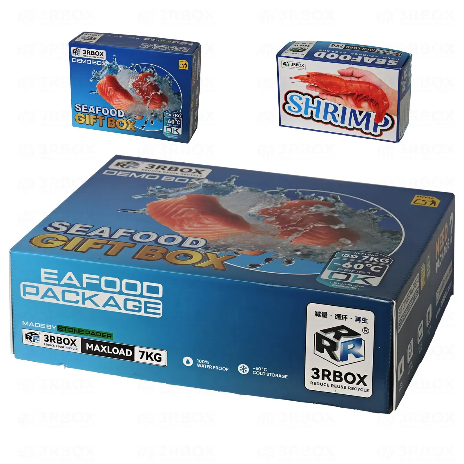 Custom Carton Seafood Box Frozen Shrimp Frozen Food Retail Packaging Box