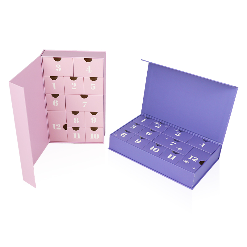 Wholesale Prompt Goods Empty Countdown Pink 12 Days Recyclable Magnetic Gift Box Mystery Christmas Advent Calendar Box
