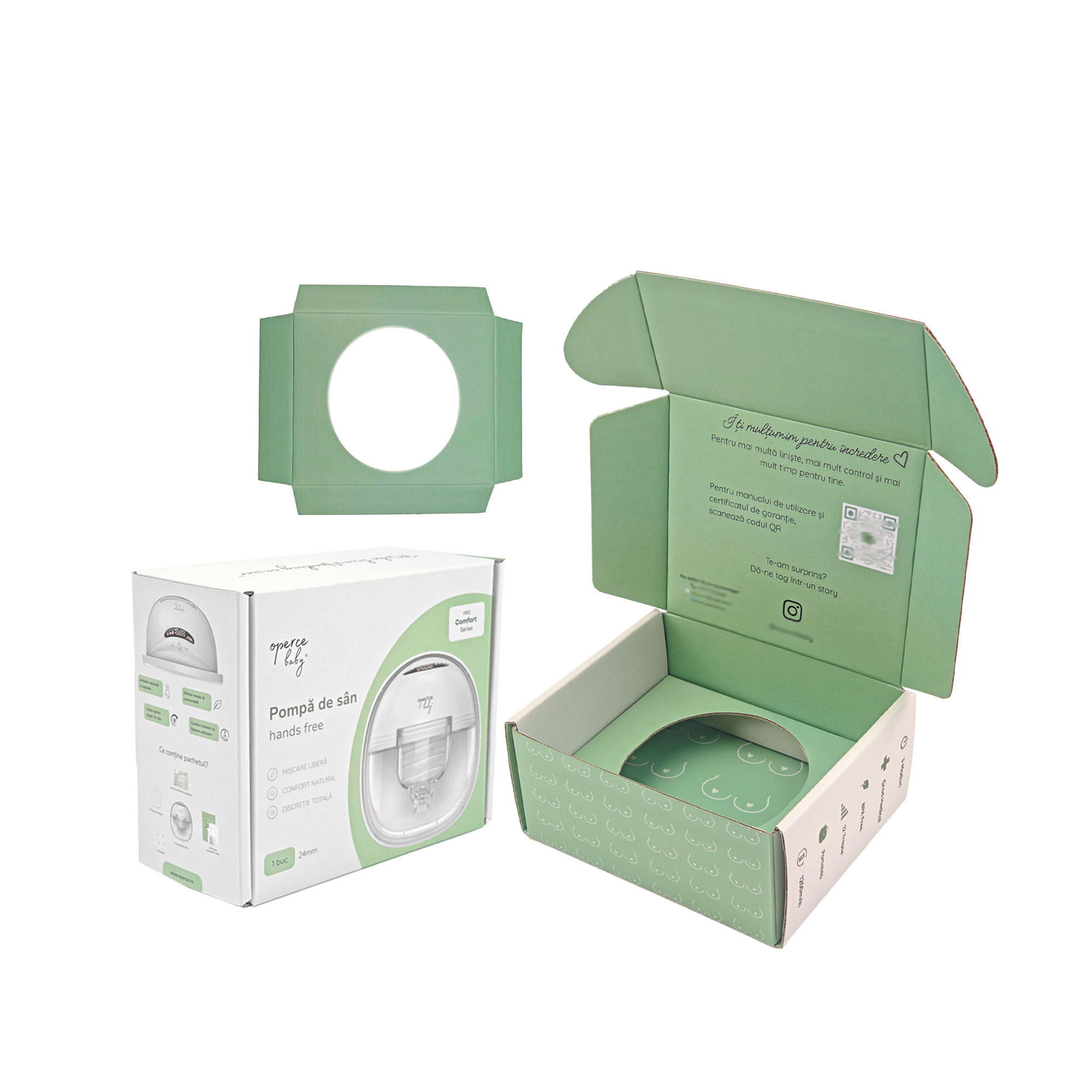Custom Cmyk Printing Printed Branded E Flute Corrugated Skin Care Box Cosmetic Mailer Box Green With Paper Insert
